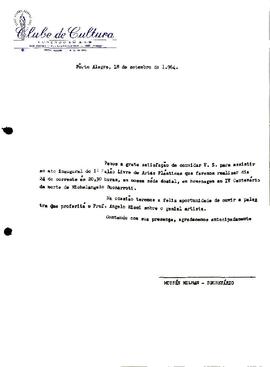 Corr. Expedida -  Inauguração do 1º Salão Livre de Artes Plásticas