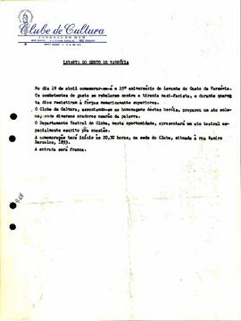 Nota - Lembrança da Libertação do Gueto de Varsóvia