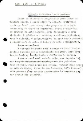 Nota - A criação artística