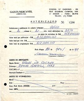 Autorização publicação Gazeta Mercantil