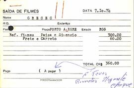 Recibo de saída de filmes