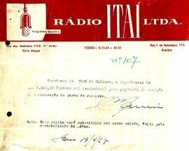 Recibo de pagamento pela veiculação sobre o Levante do Gueto de Varsóvia