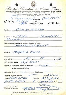 SBAT - Dir. Representação - Números de balé