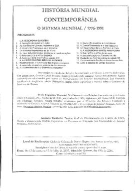História Mundial Contemporânea - o Sistema Mundial