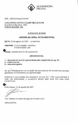 Convocação Reunião Condomínio - 15/08/2007