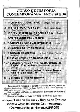 Curso de História Contemporânea - anos 80 e 90