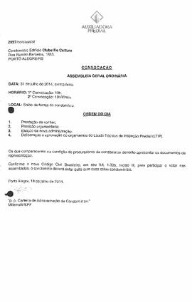 Convocação Reunião Condomínio - 31/07/2014