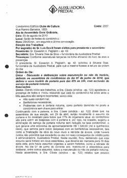 Ata de Reunião de Condomínio - 03/08/2010