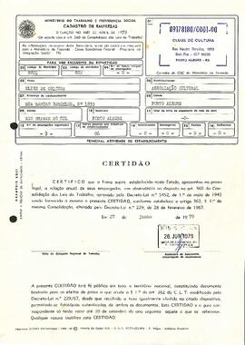 Certidão do Ministério do Trabalho
