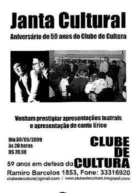Jana Cultural - aniversário de 59 anos do Clube de Cultura