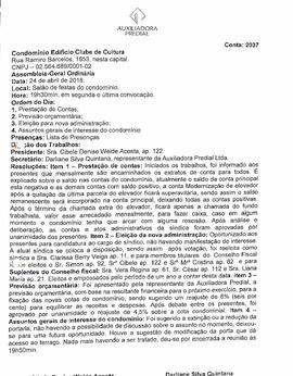 Ata de Reunião de Condomínio - 24/04/2018