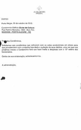Comunicado aos Condôminos - 05/10/2015