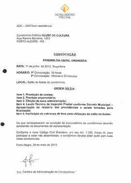 Convocação Reunião Condomínio - 11/03/2013
