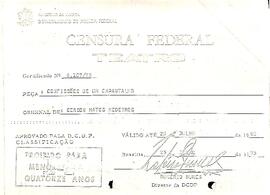 Certificado de Censura Confissões de um Espantalho