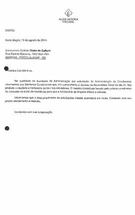 Comunicado aos Condôminos - 13/08/2014