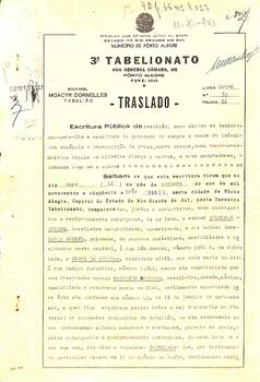 Traslado da Escritura - 1953