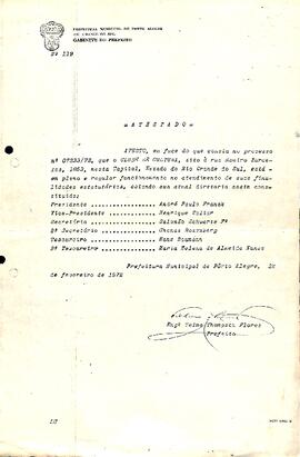 Atestado de Funcionamento Regular - 1972