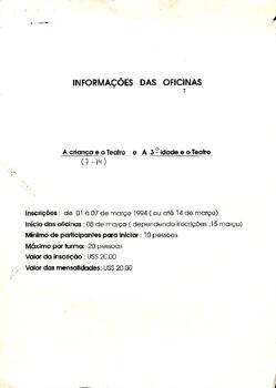 Oficina A crianca e o teatro