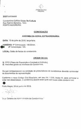 Convocação Reunião Condomínio - 12/07/2016