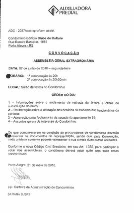 Convocação Reunião Condomínio - 07/06/2010