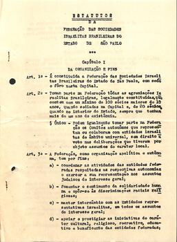 Estatuto da Federacao das Sociedades Israelitas brasileiras de Sao Paulo