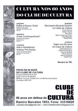 Cultura nos 60 anos do Clube de Cultura