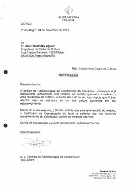 Notificação ao Condomínio - 04/11/2013