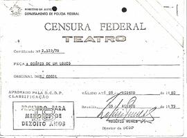 Certificado de Censura Diário de um Louco