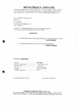 Orçamento serralheria - Metalúrgica Coifa Sul