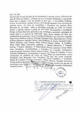 Ata do Conselho Deliberativo nº 298