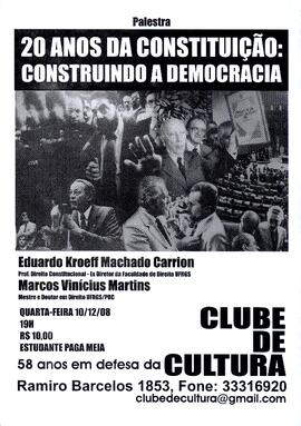 20 anos da Constituição: construindo a democracia